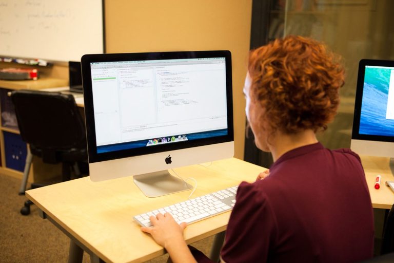 A developer reviewing code on screen