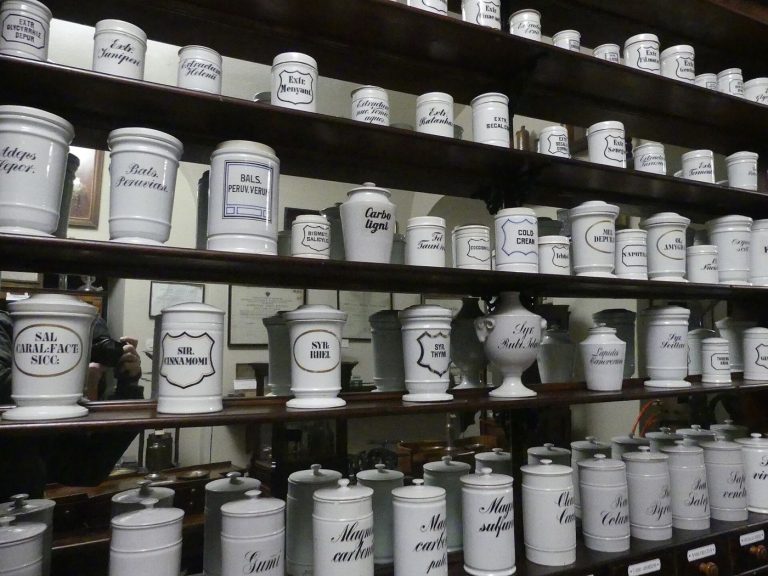 Medicines on pharmacy shelves